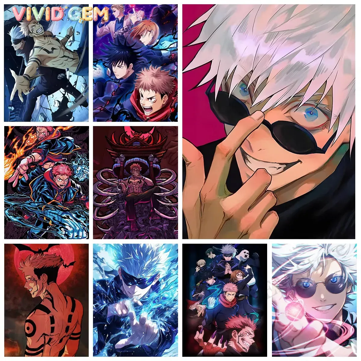 Photo Mosaic Print - VIVID GEM Diamentowa Mozaika Jujutsu Kaisen